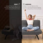 Divano letto futon convertibile da 71 pollici, moderno divano futon in lino con cuscino staccabile, schienale e bracciolo regolabili