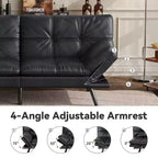 Divano letto futon convertibile da 71 pollici, moderno divano futon in lino con cuscino staccabile, schienale e bracciolo regolabili