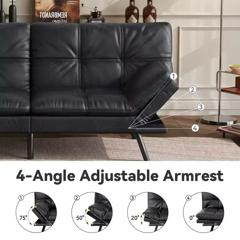 Divano letto futon convertibile da 71 pollici, moderno divano futon in lino con cuscino staccabile, schienale e bracciolo regolabili