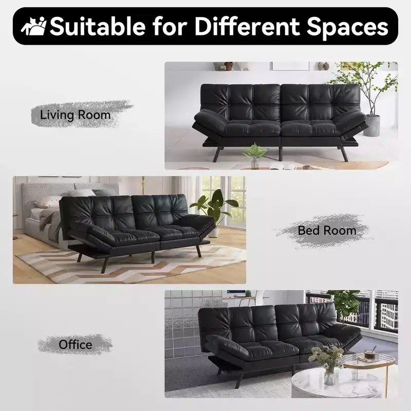 Divano letto futon convertibile da 71 pollici, moderno divano futon in lino con cuscino staccabile, schienale e bracciolo regolabili