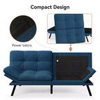 Divano letto futon convertibile da 71 pollici, moderno divano futon in lino con cuscino staccabile, schienale e bracciolo regolabili