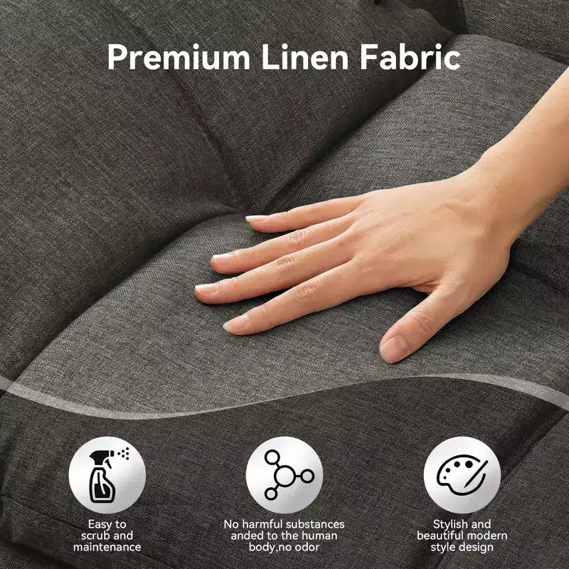 Divano letto futon convertibile da 71 pollici, moderno divano futon in lino con cuscino staccabile, schienale e bracciolo regolabili
