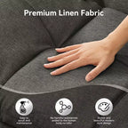 Divano letto futon convertibile da 71 pollici, moderno divano futon in lino con cuscino staccabile, schienale e bracciolo regolabili