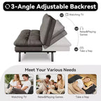 Divano letto futon convertibile da 71 pollici, moderno divano futon in lino con cuscino staccabile, schienale e bracciolo regolabili