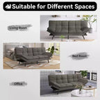 Divano letto futon convertibile da 71 pollici, moderno divano futon in lino con cuscino staccabile, schienale e bracciolo regolabili