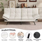 Divano letto futon convertibile da 71 pollici, moderno divano futon in lino con cuscino staccabile, schienale e bracciolo regolabili