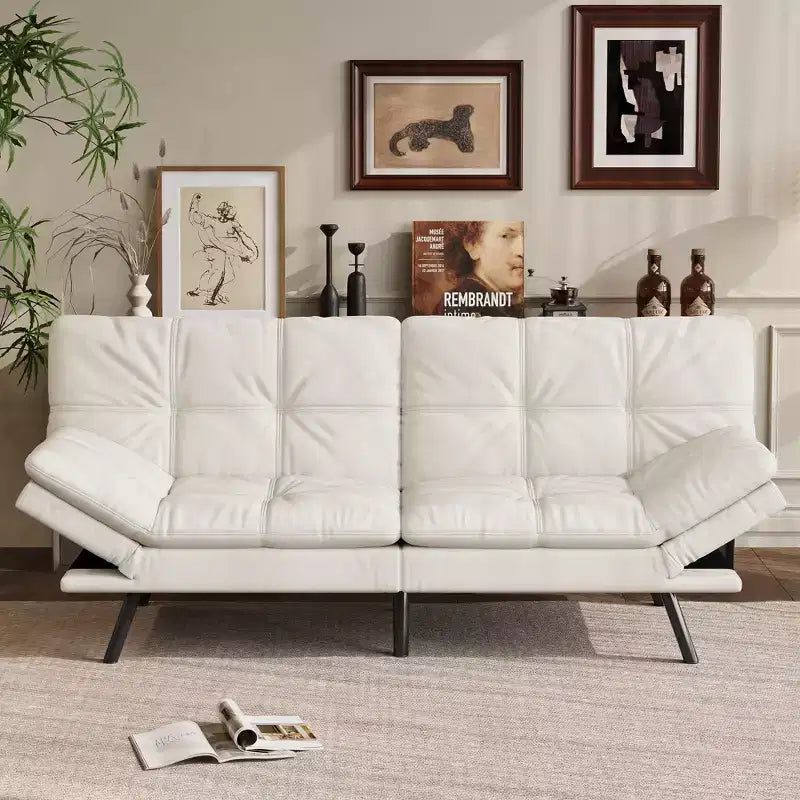 Divano letto futon convertibile da 71 pollici, moderno divano futon in lino con cuscino staccabile, schienale e bracciolo regolabili