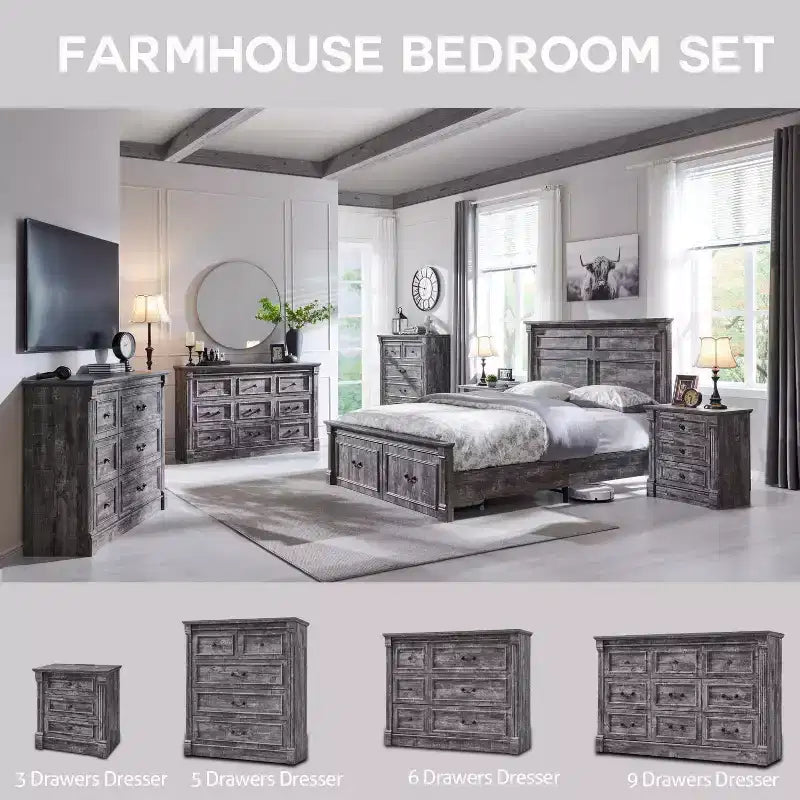 Credenza rustica da 61 pollici con 8 cassetti, in legno, con colonna romana per camera da letto