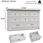 Credenza rustica da 61 pollici con 8 cassetti, in legno, con colonna romana per camera da letto