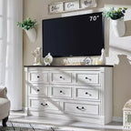 Credenza rustica da 61 pollici con 8 cassetti, in legno, con colonna romana per camera da letto