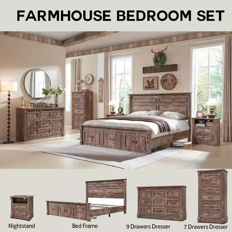 Credenza rustica da 61 pollici con 8 cassetti, in legno, con colonna romana per camera da letto