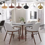 Tavolo da pranzo rotondo Bristol 35 con piano in pietra sinterizzata e base a piedistallo in acciaio noce per cucina e sala da pranzo moderne