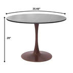 Tavolo da pranzo rotondo Bristol 35 con piano in pietra sinterizzata e base a piedistallo in acciaio noce per cucina e sala da pranzo moderne