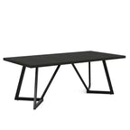 Tavolo da pranzo moderno da 70,96 pollici, piano in MDF effetto legno nero marrone, gambe in ferro metallico