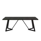 Tavolo da pranzo moderno da 70,96 pollici, piano in MDF effetto legno nero marrone, gambe in ferro metallico