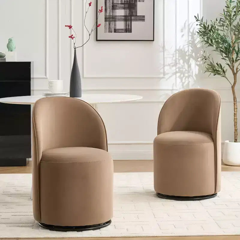 Sedie da pranzo moderne girevoli a 360°, comode sedie da cucina in velluto a botte con cuscini spessi, sedia laterale imbottita per la toeletta della camera da letto