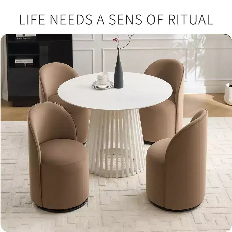 Sedie da pranzo moderne girevoli a 360°, comode sedie da cucina in velluto a botte con cuscini spessi, sedia laterale imbottita per la toeletta della camera da letto