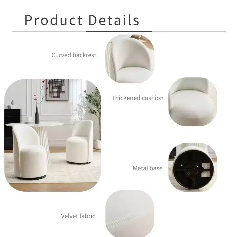 Sedie da pranzo moderne girevoli a 360°, comode sedie da cucina in velluto a botte con cuscini spessi, sedia laterale imbottita per la toeletta della camera da letto