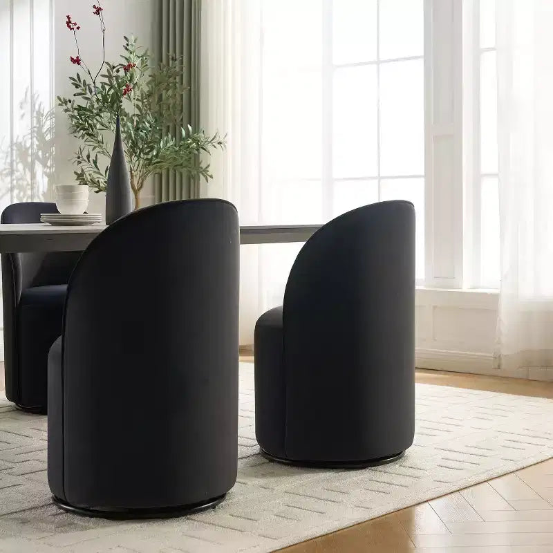 Sedie da pranzo moderne girevoli a 360°, comode sedie da cucina in velluto a botte con cuscini spessi, sedia laterale imbottita per la toeletta della camera da letto