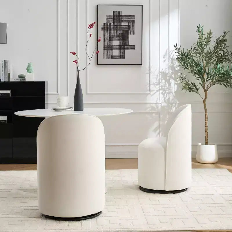 Sedie da pranzo moderne girevoli a 360°, comode sedie da cucina in velluto a botte con cuscini spessi, sedia laterale imbottita per la toeletta della camera da letto