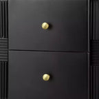 Comodino Moderno Minimalista con 2 Cassetti Contenitori, Maniglie e Gambe in Metallo Dorato, Design Testurizzato Unico