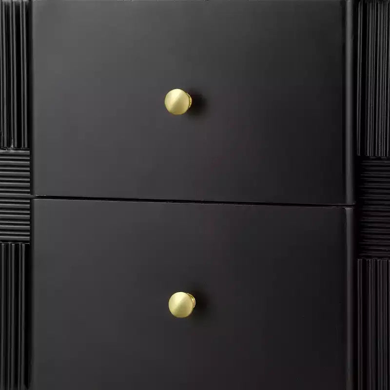 Comodino Moderno Minimalista con 2 Cassetti Contenitori, Maniglie e Gambe in Metallo Dorato, Design Testurizzato Unico