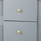 Comodino Moderno Minimalista con 2 Cassetti Contenitori, Maniglie e Gambe in Metallo Dorato, Design Testurizzato Unico
