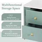 Comodino Moderno Minimalista con 2 Cassetti Contenitori, Maniglie e Gambe in Metallo Dorato, Design Testurizzato Unico
