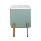 Comodino Moderno Minimalista con 2 Cassetti Contenitori, Maniglie e Gambe in Metallo Dorato, Design Testurizzato Unico