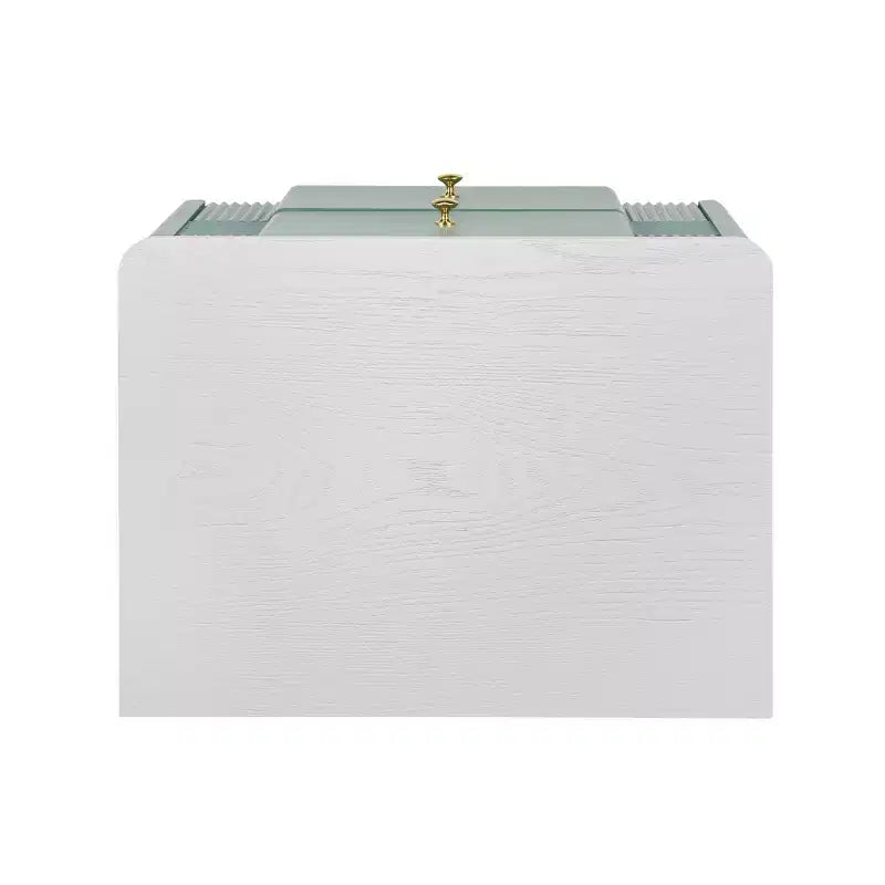 Comodino Moderno Minimalista con 2 Cassetti Contenitori, Maniglie e Gambe in Metallo Dorato, Design Testurizzato Unico