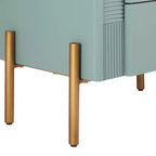 Comodino Moderno Minimalista con 2 Cassetti Contenitori, Maniglie e Gambe in Metallo Dorato, Design Testurizzato Unico