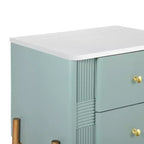 Comodino Moderno Minimalista con 2 Cassetti Contenitori, Maniglie e Gambe in Metallo Dorato, Design Testurizzato Unico