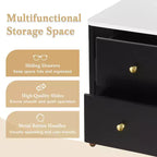 Comodino Moderno Minimalista con 2 Cassetti Contenitori, Maniglie e Gambe in Metallo Dorato, Design Testurizzato Unico