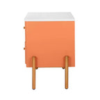 Comodino Moderno Minimalista con 2 Cassetti Contenitori, Maniglie e Gambe in Metallo Dorato, Design Testurizzato Unico
