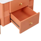 Comodino Moderno Minimalista con 2 Cassetti Contenitori, Maniglie e Gambe in Metallo Dorato, Design Testurizzato Unico