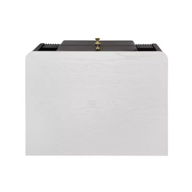 Comodino Moderno Minimalista con 2 Cassetti Contenitori, Maniglie e Gambe in Metallo Dorato, Design Testurizzato Unico