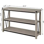 Tavolo da ingresso stile rustico da 47 pollici, consolle in legno a 3 livelli con ripiano, per soggiorno, tavolino da corridoio, grigio