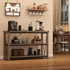 Tavolo da ingresso stile rustico da 47 pollici, consolle in legno a 3 livelli con ripiano, per soggiorno, tavolino da corridoio, grigio