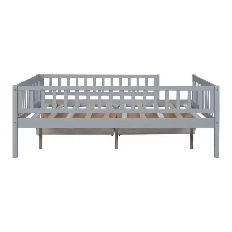 Divano letto matrimoniale in legno con due cassetti Grigio