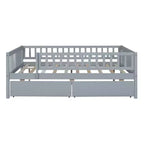 Divano letto matrimoniale in legno con due cassetti Grigio