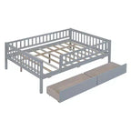 Divano letto matrimoniale in legno con due cassetti Grigio