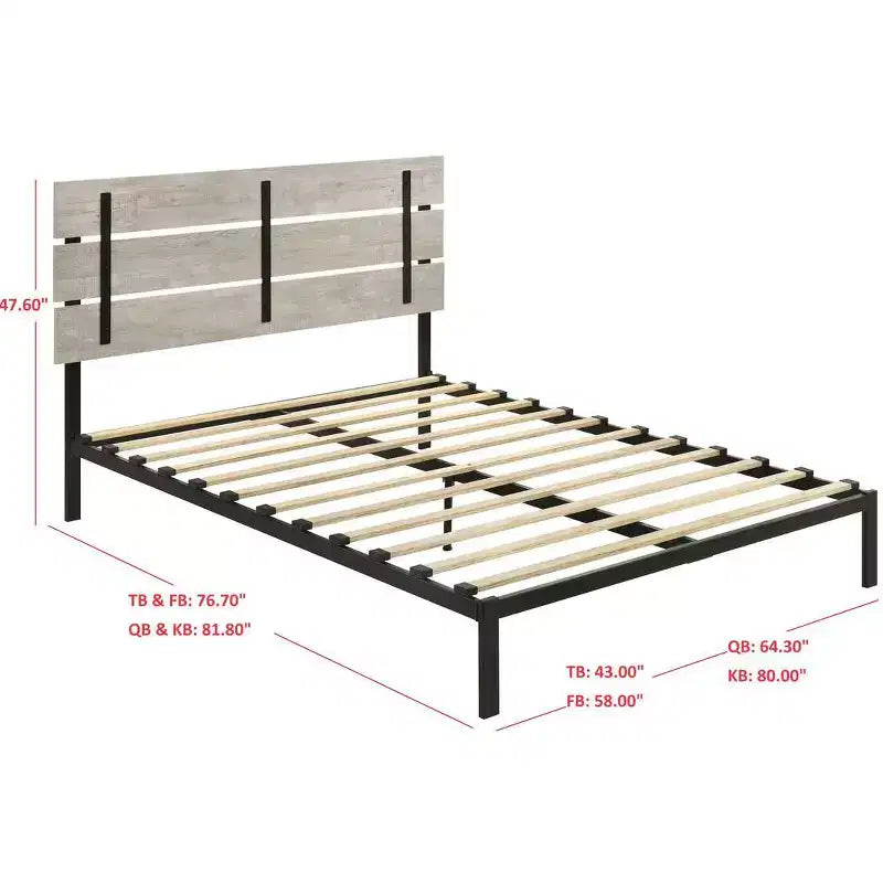 Struttura Letto in Metallo Hayward, Grigio