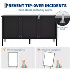 Credenza a buffet da 59 pollici, mobile bar da ingresso con ripiani regolabili, armadio da pavimento in legno, tavolo console multimediale