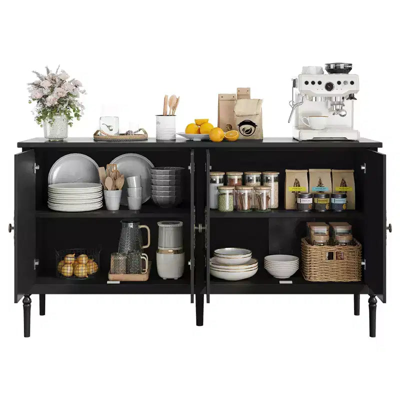 Credenza a buffet da 59 pollici, mobile bar da ingresso con ripiani regolabili, armadio da pavimento in legno, tavolo console multimediale