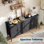 Credenza a buffet da 59 pollici, mobile bar da ingresso con ripiani regolabili, armadio da pavimento in legno, tavolo console multimediale