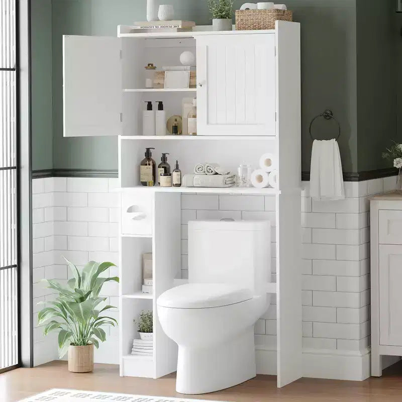 Mobiletto per bagno sopra il WC, organizer da bagno sopra il WC, porta carta igienica e mensole regolabili, scaffale salvaspazio per WC