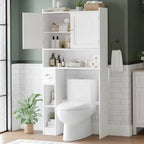Mobiletto per bagno sopra il WC, organizer da bagno sopra il WC, porta carta igienica e mensole regolabili, scaffale salvaspazio per WC