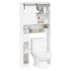 Mobiletto per bagno sopra il WC, organizer da bagno sopra il WC, porta carta igienica e mensole regolabili, scaffale salvaspazio per WC