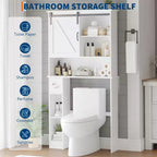 Mobiletto per bagno sopra il WC, organizer da bagno sopra il WC, porta carta igienica e mensole regolabili, scaffale salvaspazio per WC