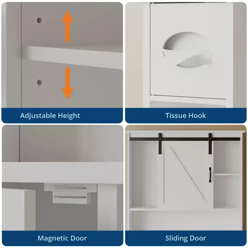 Mobiletto per bagno sopra il WC, organizer da bagno sopra il WC, porta carta igienica e mensole regolabili, scaffale salvaspazio per WC